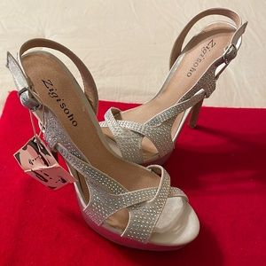 Zigisoho Ladies Embellished Rhinestone Heels- Nude- Size: 7